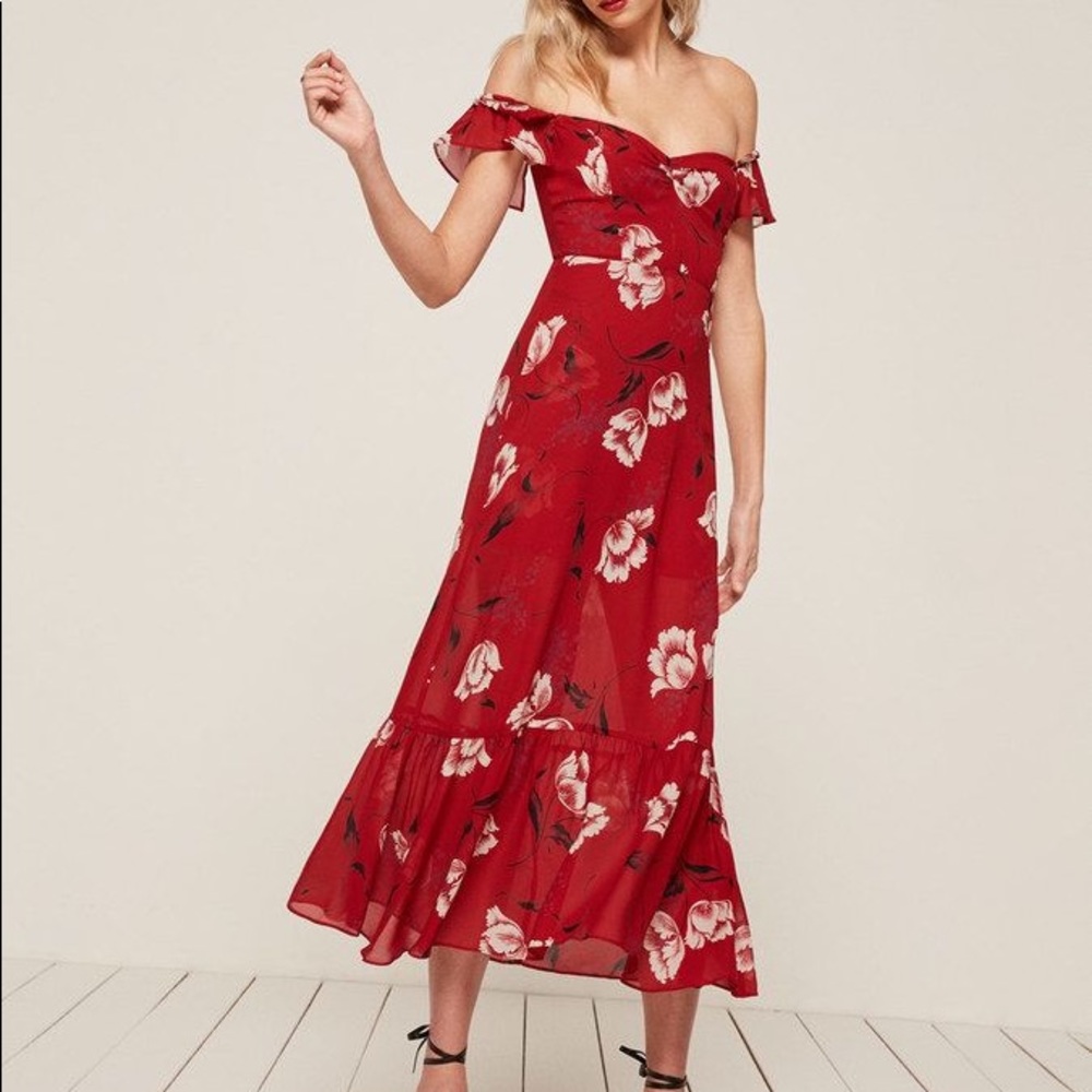 Reformation Red Floral Dress